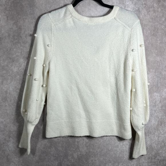 Madewell Bobble Dashwood V-Neck Sweater Womens Small Ivory Knit Wool Blend - Picture 4 of 9